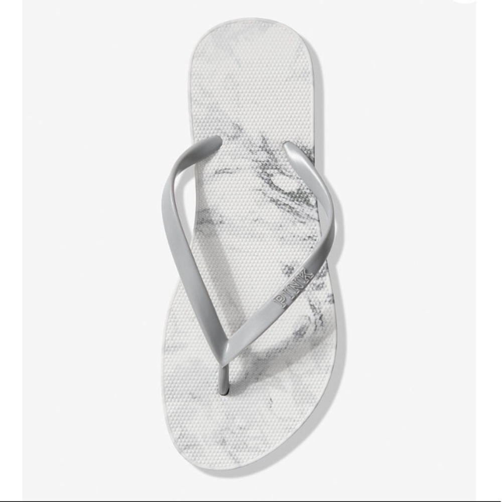 VICTORIA SECRET Marble Color White Flip Flops 5/6 - Picture 2 of 2